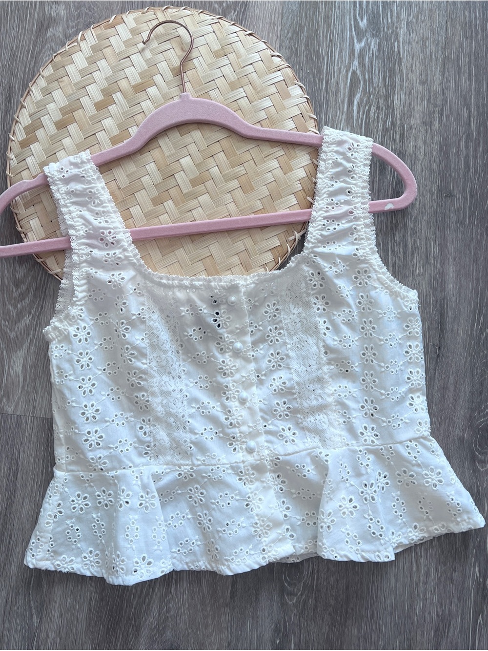 NEW Dazy peplum lace pearl button front dainty cottagecore blouse